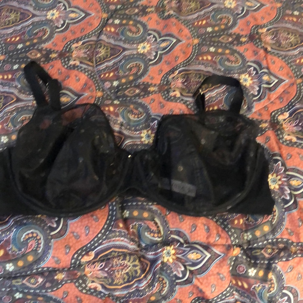 Black Sheer Pock A Dot Bra